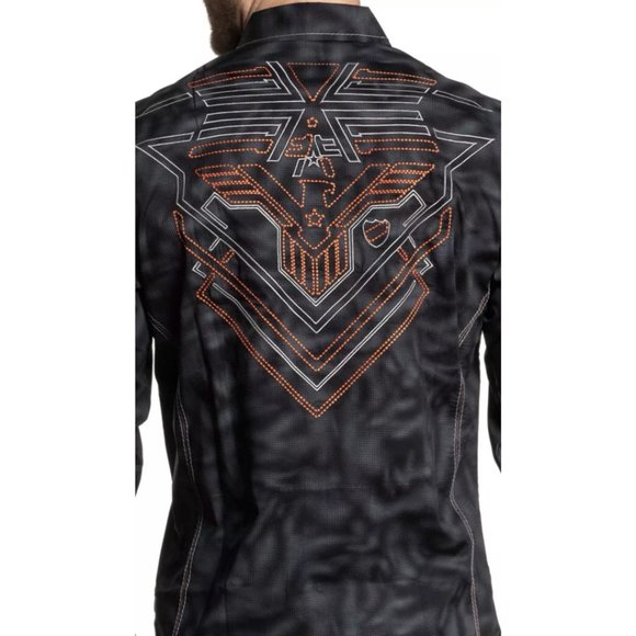 AMERICAN FIGHTER Men's Long Sleeve Button Down Shirt EQUATION Embroidered S-3XL - Picture 6 of 7